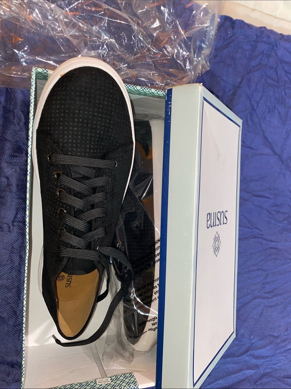 Susina Black and White Low-Top Lace-Up Sneakers for women